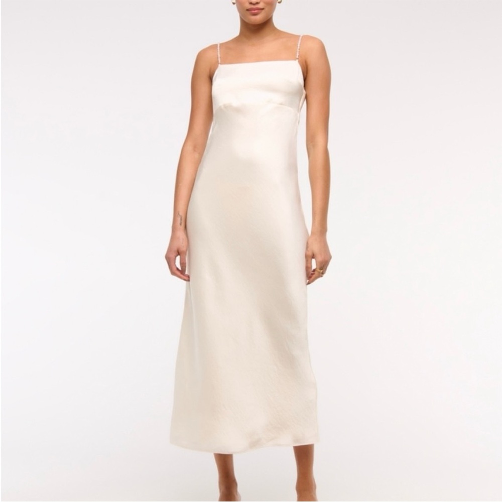 Abercrombie Pearl Strap Ivory Midi Dress